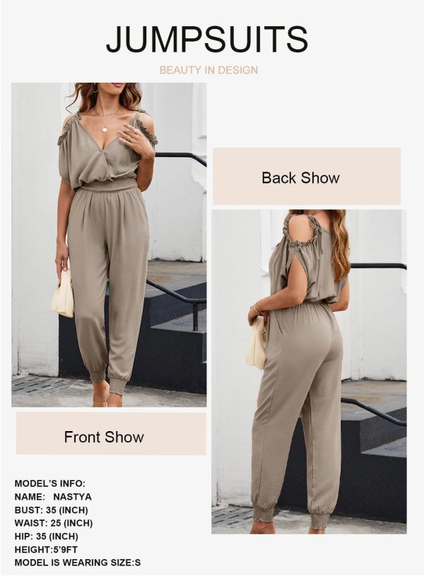 Dokotoo Jumpsuit for Womens Dressy Casual 2025 One Piece Romper Cold Shoulder Outfits for Summer - Image 41