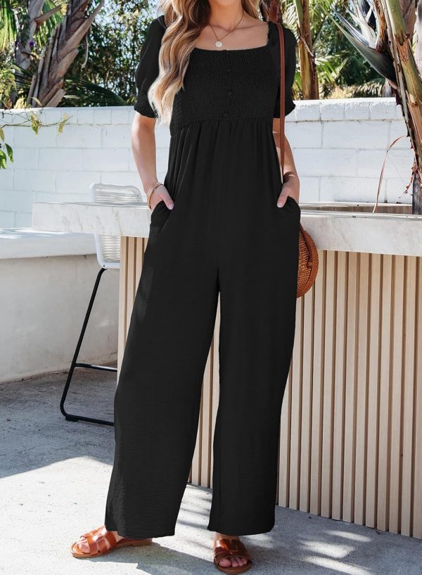 Dokotoo Jumpsuits for Women 2025 Summer Lantern Sleeves Rompers Wide Leg Casual Overalls with Pockets - Image 24
