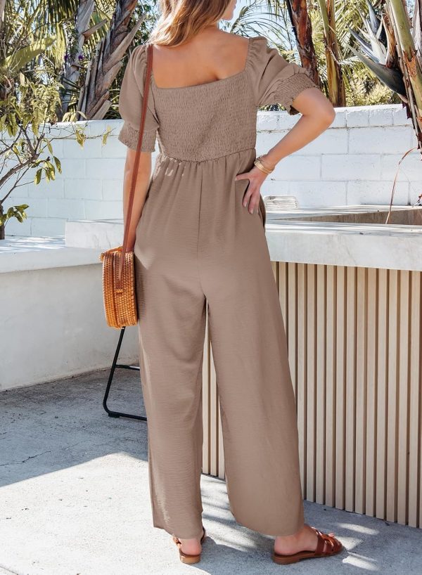 Dokotoo Jumpsuits for Women 2025 Summer Lantern Sleeves Rompers Wide Leg Casual Overalls with Pockets - Image 31