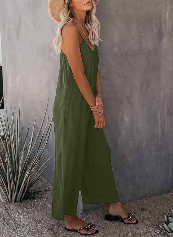 Dokotoo Women's Loose Sleeveless Jumpsuits Adjustable Spaghetti Strap Stretchy Long Pant Romper Jumpsuit with Pockets - Image 5