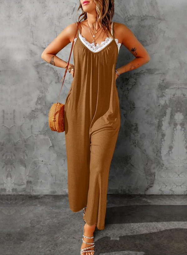 Dokotoo Women's Loose Sleeveless Jumpsuits Adjustable Spaghetti Strap Stretchy Long Pant Romper Jumpsuit with Pockets - Image 10
