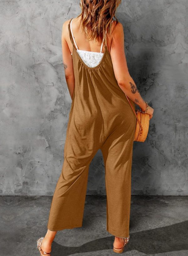 Dokotoo Women's Loose Sleeveless Jumpsuits Adjustable Spaghetti Strap Stretchy Long Pant Romper Jumpsuit with Pockets - Image 11