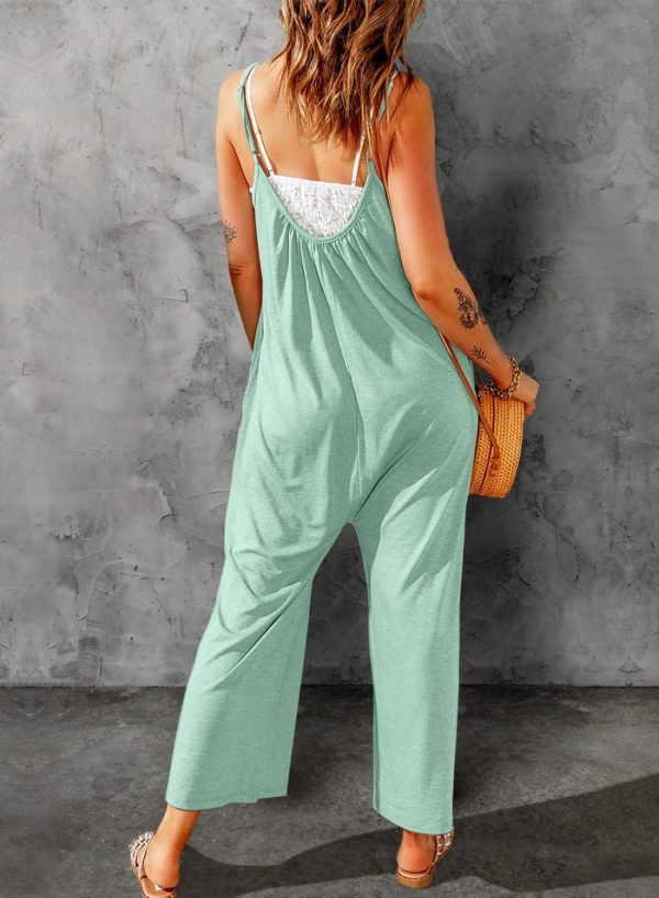 Dokotoo Women's Loose Sleeveless Jumpsuits Adjustable Spaghetti Strap Stretchy Long Pant Romper Jumpsuit with Pockets - Image 16