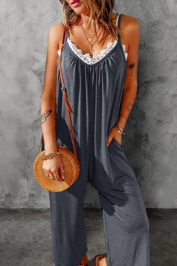 Dokotoo Women's Loose Sleeveless Jumpsuits Adjustable Spaghetti Strap Stretchy Long Pant Romper Jumpsuit with Pockets - Image 23