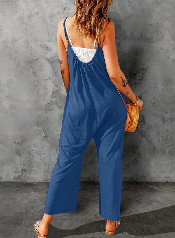 Dokotoo Women's Loose Sleeveless Jumpsuits Adjustable Spaghetti Strap Stretchy Long Pant Romper Jumpsuit with Pockets - Image 29