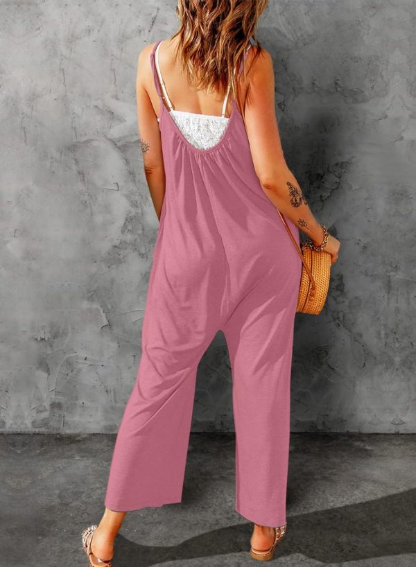 Dokotoo Women's Loose Sleeveless Jumpsuits Adjustable Spaghetti Strap Stretchy Long Pant Romper Jumpsuit with Pockets - Image 34