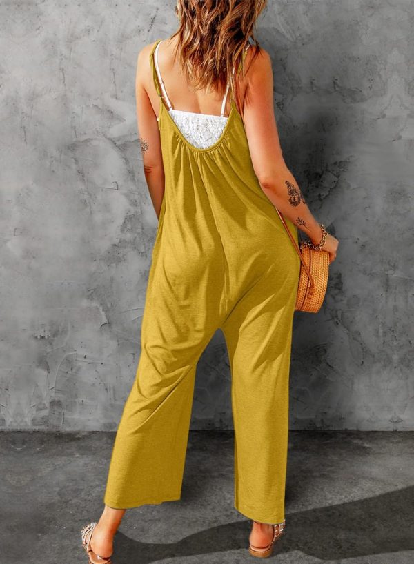 Dokotoo Women's Loose Sleeveless Jumpsuits Adjustable Spaghetti Strap Stretchy Long Pant Romper Jumpsuit with Pockets - Image 44