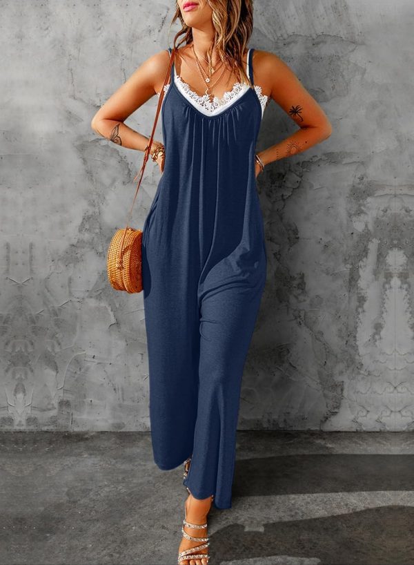 Dokotoo Women's Loose Sleeveless Jumpsuits Adjustable Spaghetti Strap Stretchy Long Pant Romper Jumpsuit with Pockets - Image 55