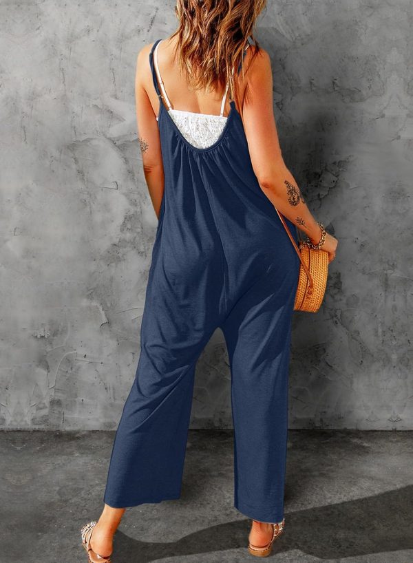 Dokotoo Women's Loose Sleeveless Jumpsuits Adjustable Spaghetti Strap Stretchy Long Pant Romper Jumpsuit with Pockets - Image 57