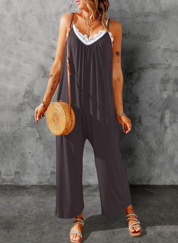 Dokotoo Women's Loose Sleeveless Jumpsuits Adjustable Spaghetti Strap Stretchy Long Pant Romper Jumpsuit with Pockets - Image 60