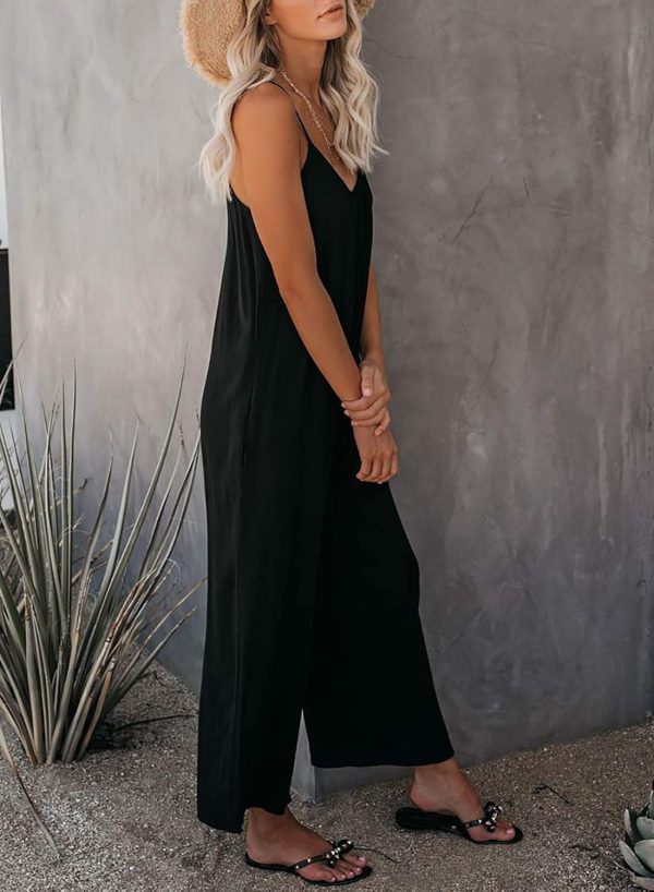 Dokotoo Women's Loose Sleeveless Jumpsuits Adjustable Spaghetti Strap Stretchy Long Pant Romper Jumpsuit with Pockets - Image 66