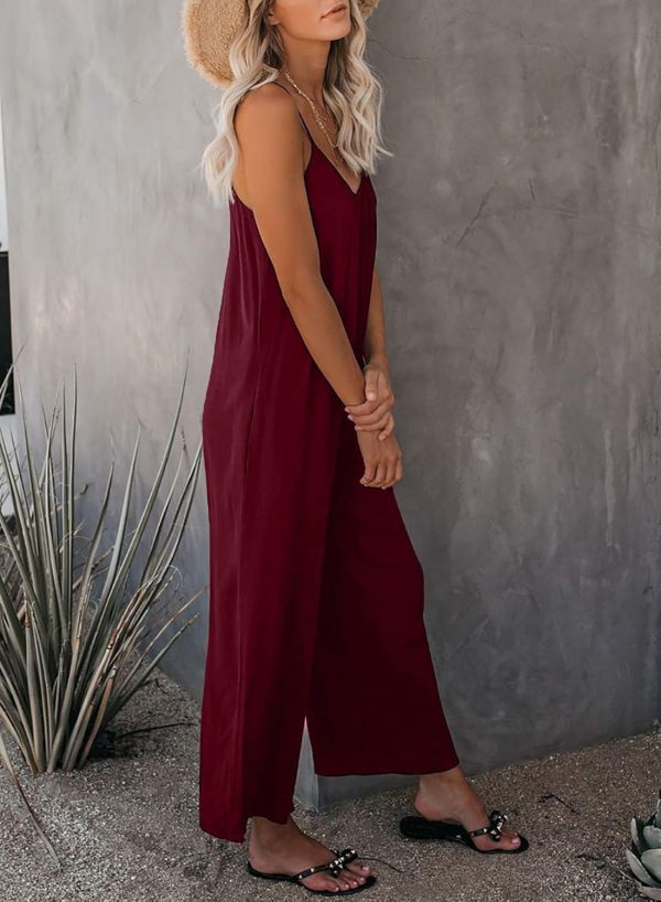 Dokotoo Women's Loose Sleeveless Jumpsuits Adjustable Spaghetti Strap Stretchy Long Pant Romper Jumpsuit with Pockets - Image 72