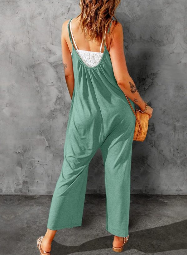 Dokotoo Women's Loose Sleeveless Jumpsuits Adjustable Spaghetti Strap Stretchy Long Pant Romper Jumpsuit with Pockets - Image 88