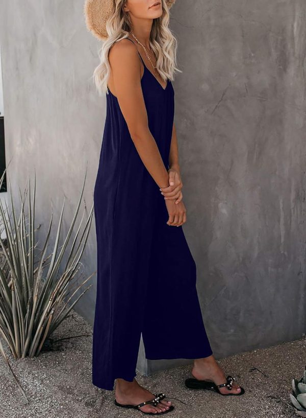 Dokotoo Women's Loose Sleeveless Jumpsuits Adjustable Spaghetti Strap Stretchy Long Pant Romper Jumpsuit with Pockets - Image 92