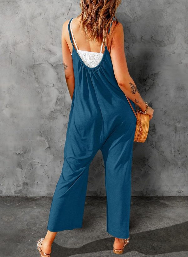 Dokotoo Women's Loose Sleeveless Jumpsuits Adjustable Spaghetti Strap Stretchy Long Pant Romper Jumpsuit with Pockets - Image 103