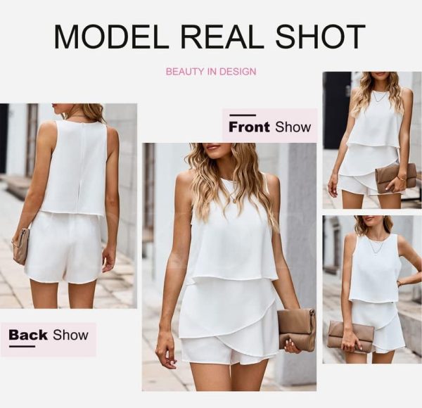 Dokotoo Womens Summer Jumpsuits 2025 Casual Ruffle Chiffon Sleeveless Rompers - Image 4