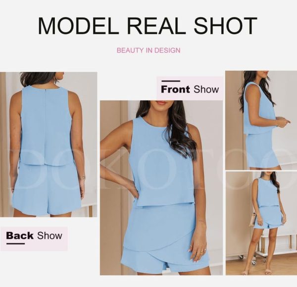 Dokotoo Womens Summer Jumpsuits 2025 Casual Ruffle Chiffon Sleeveless Rompers - Image 16