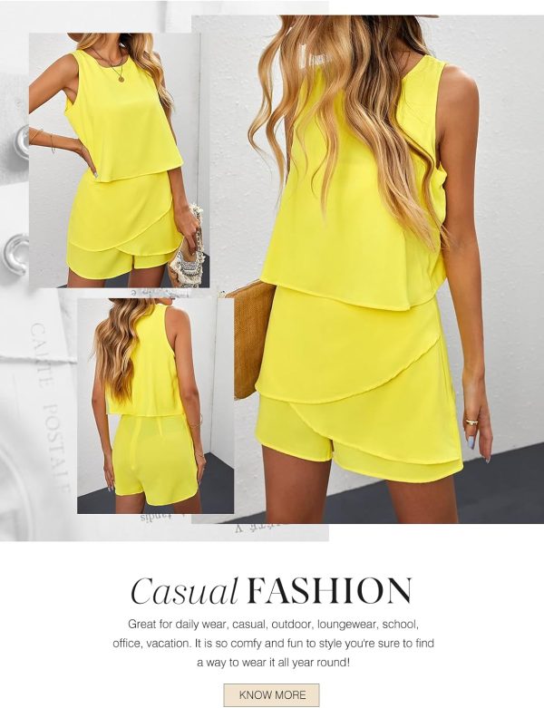Dokotoo Womens Summer Jumpsuits 2025 Casual Ruffle Chiffon Sleeveless Rompers - Image 23