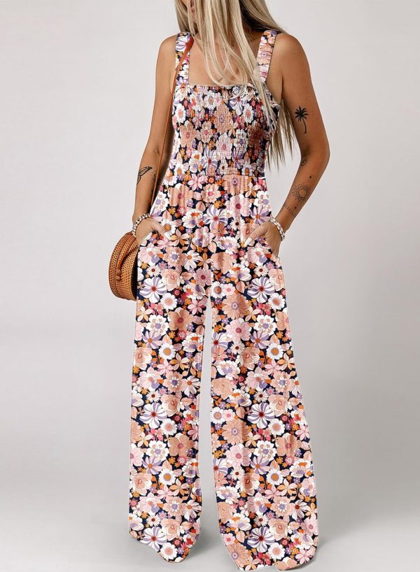 Dokotoo Women's Casual Loose Overalls Jumpsuits One Piece Sleeveless Printed Wide Leg Long Pant Rompers With Pockets - Image 2