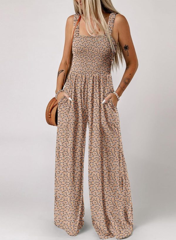 Dokotoo Women's Casual Loose Overalls Jumpsuits One Piece Sleeveless Printed Wide Leg Long Pant Rompers With Pockets - Image 5