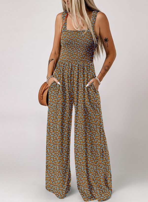 Dokotoo Women's Casual Loose Overalls Jumpsuits One Piece Sleeveless Printed Wide Leg Long Pant Rompers With Pockets - Image 8