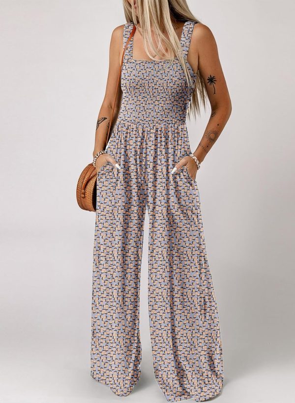 Dokotoo Women's Casual Loose Overalls Jumpsuits One Piece Sleeveless Printed Wide Leg Long Pant Rompers With Pockets - Image 11