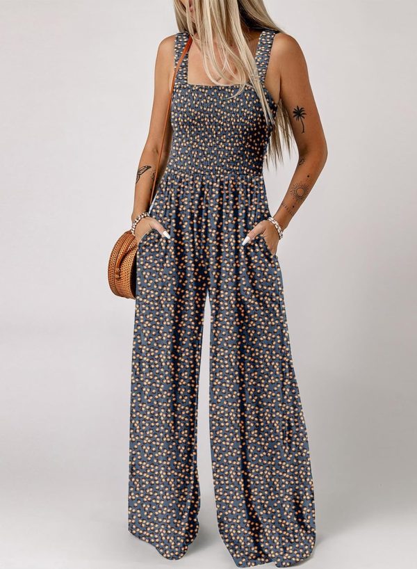 Dokotoo Women's Casual Loose Overalls Jumpsuits One Piece Sleeveless Printed Wide Leg Long Pant Rompers With Pockets - Image 14