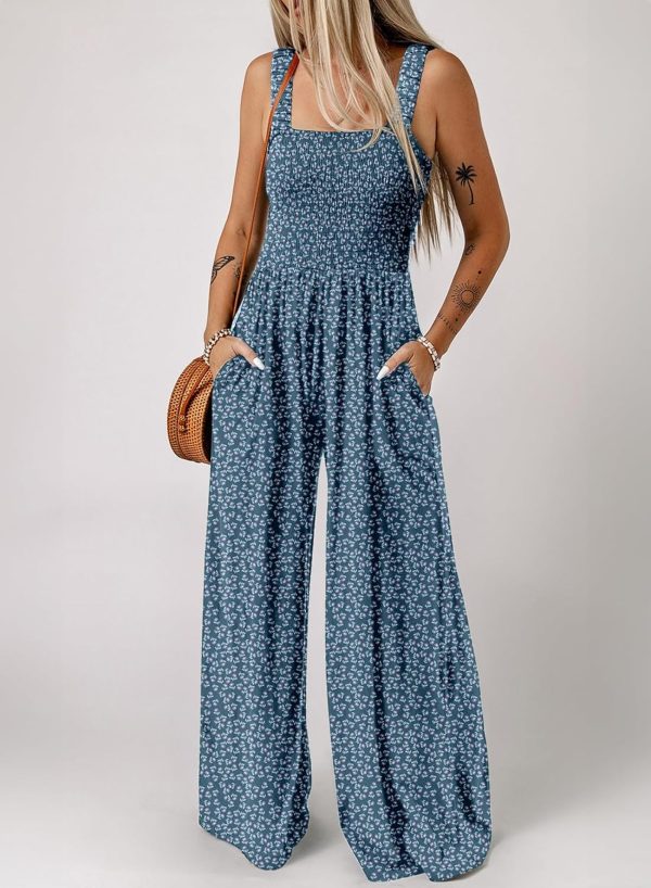 Dokotoo Women's Casual Loose Overalls Jumpsuits One Piece Sleeveless Printed Wide Leg Long Pant Rompers With Pockets - Image 17