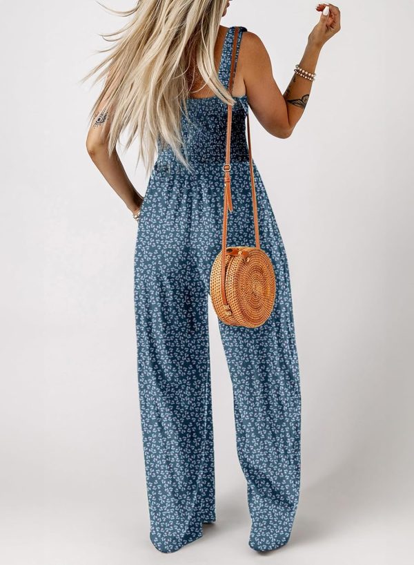 Dokotoo Women's Casual Loose Overalls Jumpsuits One Piece Sleeveless Printed Wide Leg Long Pant Rompers With Pockets - Image 18