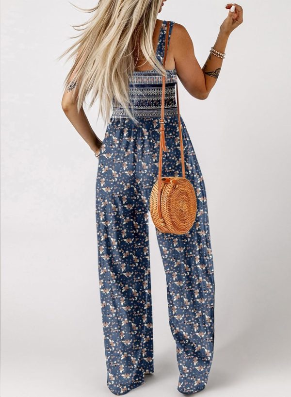 Dokotoo Women's Casual Loose Overalls Jumpsuits One Piece Sleeveless Printed Wide Leg Long Pant Rompers With Pockets - Image 21