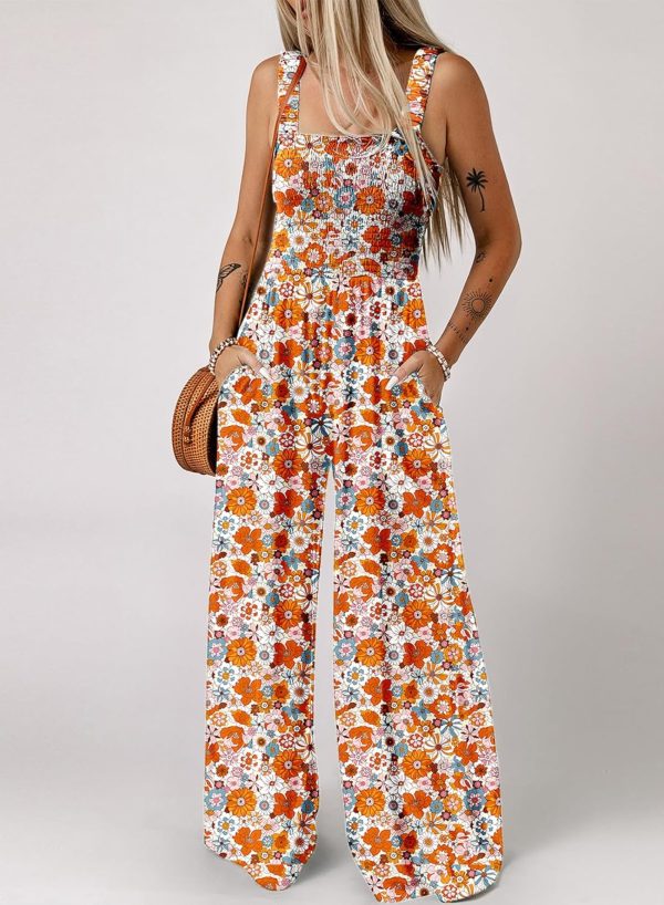 Dokotoo Women's Casual Loose Overalls Jumpsuits One Piece Sleeveless Printed Wide Leg Long Pant Rompers With Pockets - Image 23
