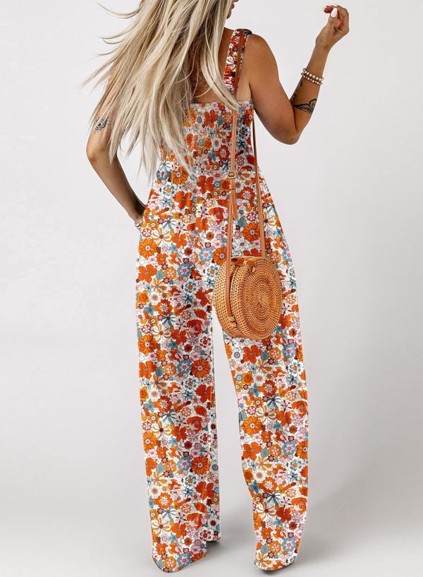 Dokotoo Women's Casual Loose Overalls Jumpsuits One Piece Sleeveless Printed Wide Leg Long Pant Rompers With Pockets - Image 24
