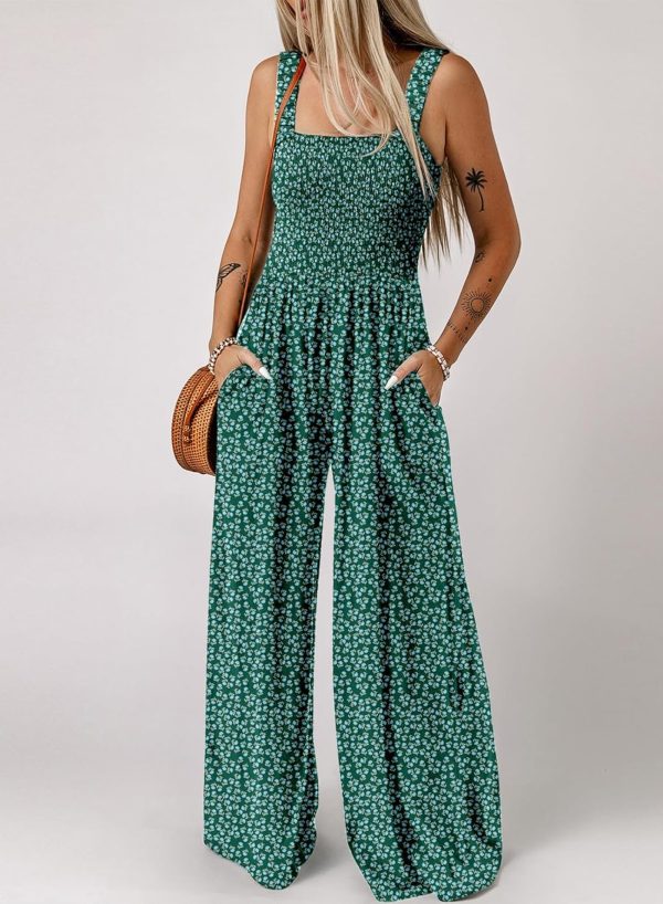 Dokotoo Women's Casual Loose Overalls Jumpsuits One Piece Sleeveless Printed Wide Leg Long Pant Rompers With Pockets - Image 26