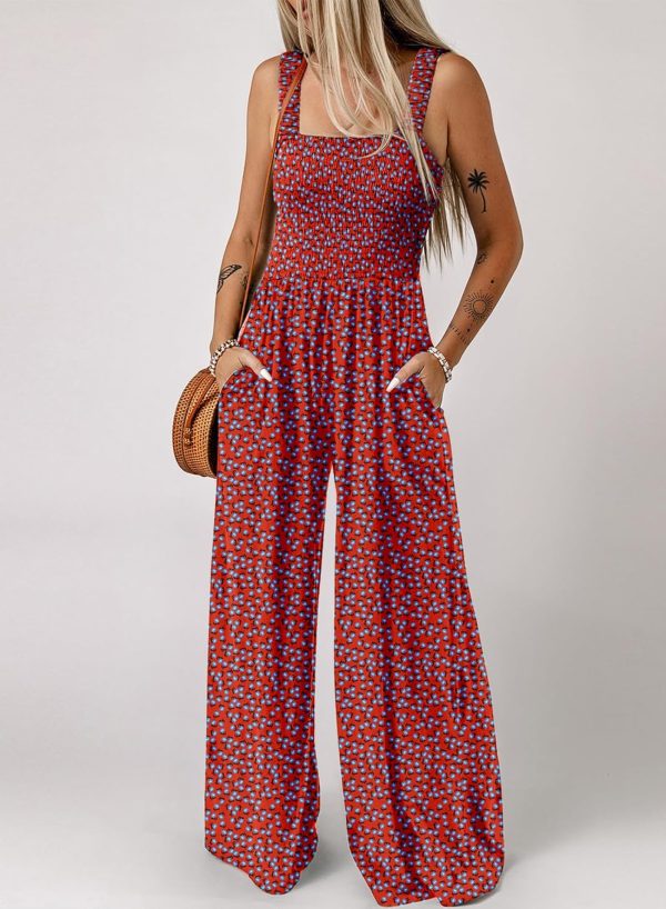 Dokotoo Women's Casual Loose Overalls Jumpsuits One Piece Sleeveless Printed Wide Leg Long Pant Rompers With Pockets - Image 29