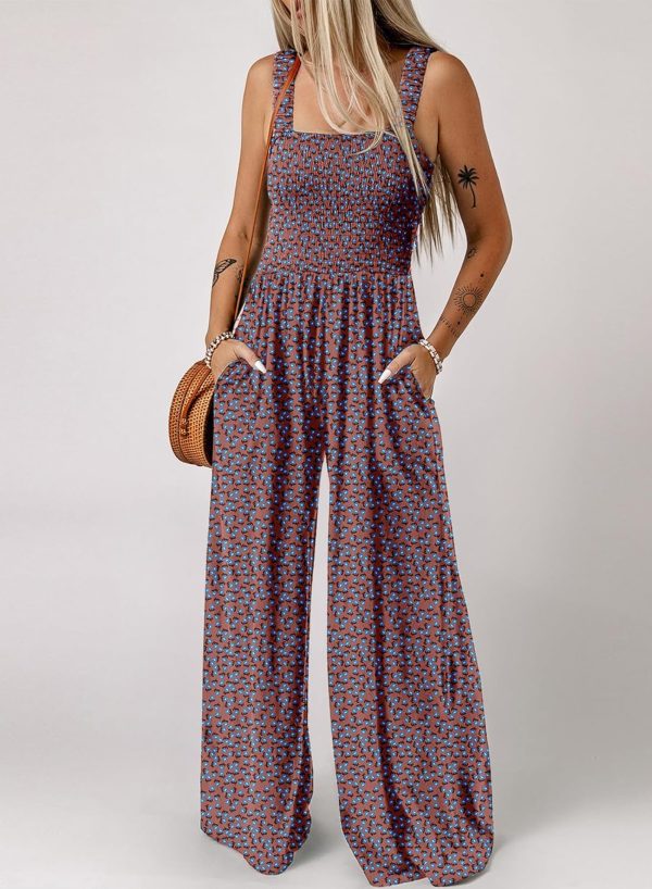 Dokotoo Women's Casual Loose Overalls Jumpsuits One Piece Sleeveless Printed Wide Leg Long Pant Rompers With Pockets - Image 32