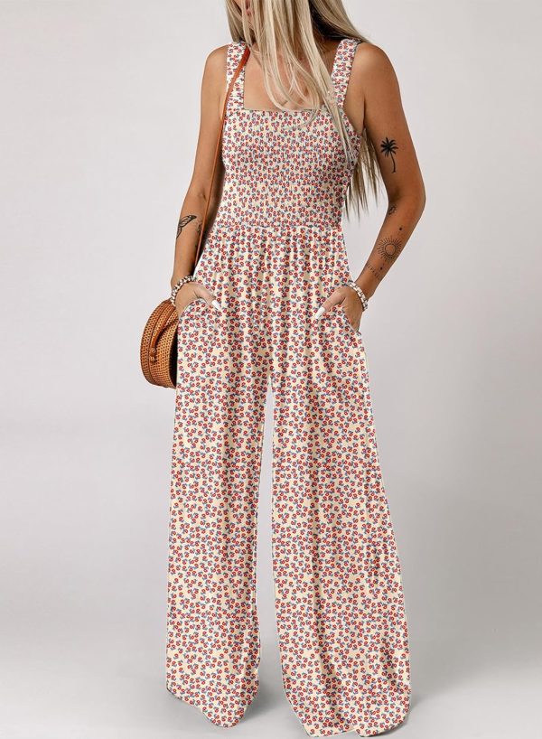 Dokotoo Women's Casual Loose Overalls Jumpsuits One Piece Sleeveless Printed Wide Leg Long Pant Rompers With Pockets - Image 35