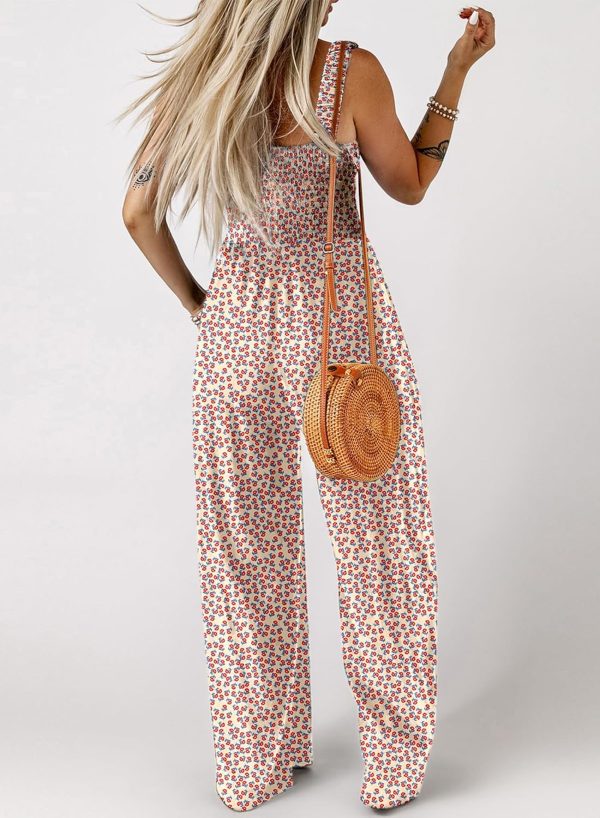 Dokotoo Women's Casual Loose Overalls Jumpsuits One Piece Sleeveless Printed Wide Leg Long Pant Rompers With Pockets - Image 36