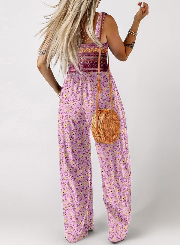 Dokotoo Women's Casual Loose Overalls Jumpsuits One Piece Sleeveless Printed Wide Leg Long Pant Rompers With Pockets - Image 39