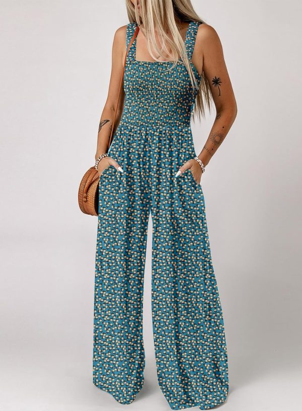 Dokotoo Women's Casual Loose Overalls Jumpsuits One Piece Sleeveless Printed Wide Leg Long Pant Rompers With Pockets - Image 41