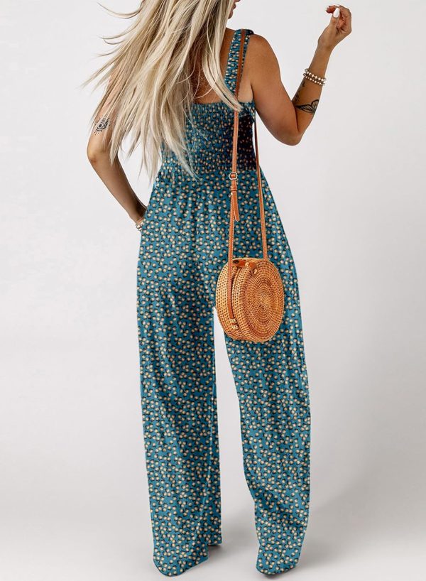 Dokotoo Women's Casual Loose Overalls Jumpsuits One Piece Sleeveless Printed Wide Leg Long Pant Rompers With Pockets - Image 42