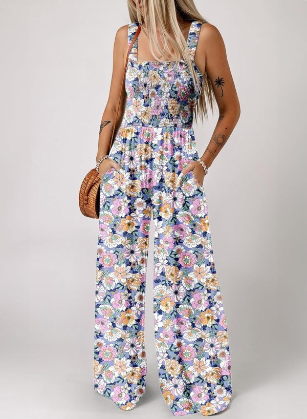Dokotoo Women's Casual Loose Overalls Jumpsuits One Piece Sleeveless Printed Wide Leg Long Pant Rompers With Pockets - Image 44