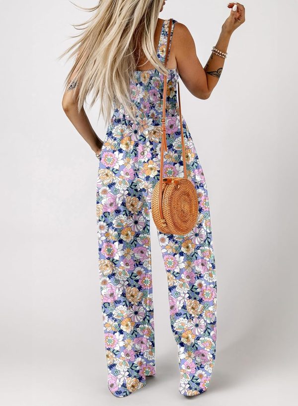 Dokotoo Women's Casual Loose Overalls Jumpsuits One Piece Sleeveless Printed Wide Leg Long Pant Rompers With Pockets - Image 45