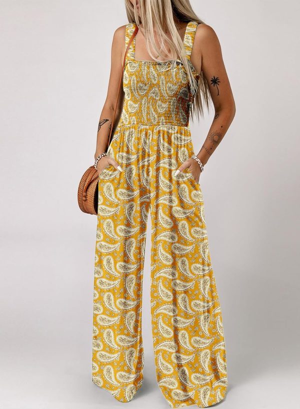 Dokotoo Women's Casual Loose Overalls Jumpsuits One Piece Sleeveless Printed Wide Leg Long Pant Rompers With Pockets - Image 47