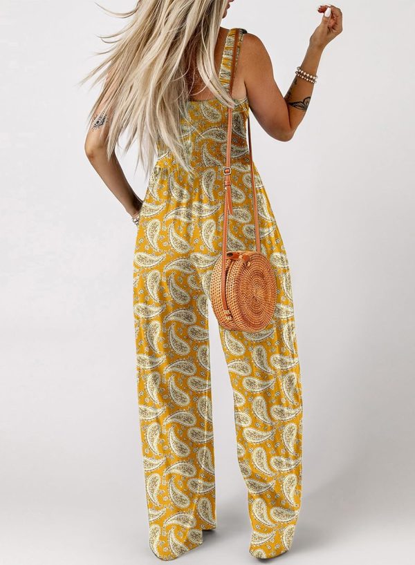 Dokotoo Women's Casual Loose Overalls Jumpsuits One Piece Sleeveless Printed Wide Leg Long Pant Rompers With Pockets - Image 48