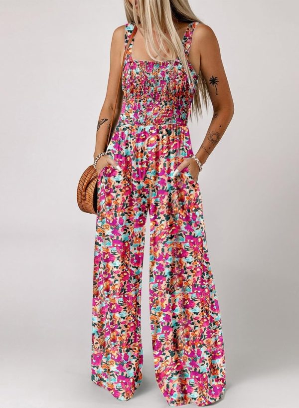 Dokotoo Women's Casual Loose Overalls Jumpsuits One Piece Sleeveless Printed Wide Leg Long Pant Rompers With Pockets - Image 50