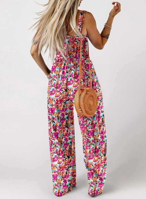 Dokotoo Women's Casual Loose Overalls Jumpsuits One Piece Sleeveless Printed Wide Leg Long Pant Rompers With Pockets - Image 51