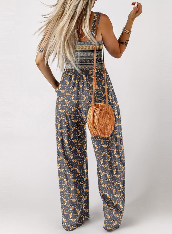 Dokotoo Women's Casual Loose Overalls Jumpsuits One Piece Sleeveless Printed Wide Leg Long Pant Rompers With Pockets - Image 57