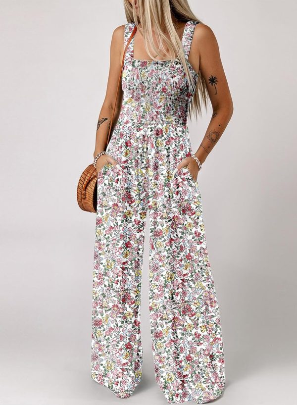Dokotoo Women's Casual Loose Overalls Jumpsuits One Piece Sleeveless Printed Wide Leg Long Pant Rompers With Pockets - Image 59