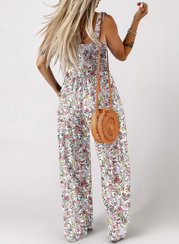 Dokotoo Women's Casual Loose Overalls Jumpsuits One Piece Sleeveless Printed Wide Leg Long Pant Rompers With Pockets - Image 60