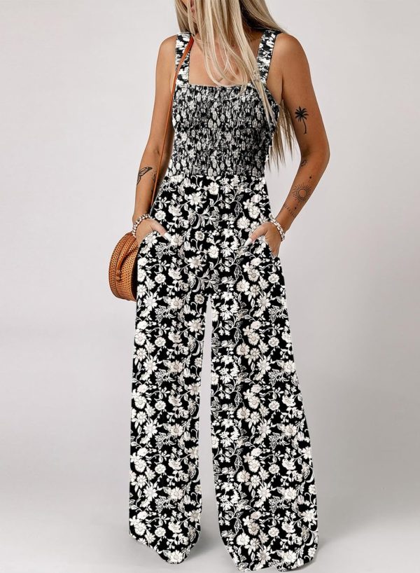 Dokotoo Women's Casual Loose Overalls Jumpsuits One Piece Sleeveless Printed Wide Leg Long Pant Rompers With Pockets - Image 62